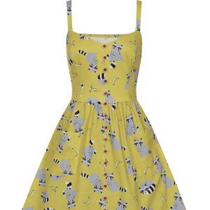 Kimberly Ravenous Raccoons Swing Dress by Collectif XXS NWT